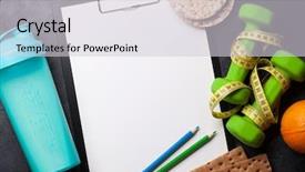  Presentation with healthy food - Audience pleasing presentation design consisting of measure on stone table top backdrop and a light gray colored foreground