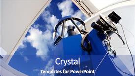  Presentation with telescope - Colorful PPT theme enhanced with measure physics - astronomical observatory telescope indoor blue backdrop and a ocean colored foreground