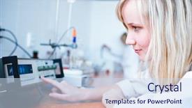  Presentation with chemistry - Colorful PPT layouts enhanced with measure physics - closeup of a female researcher backdrop and a sky blue colored foreground