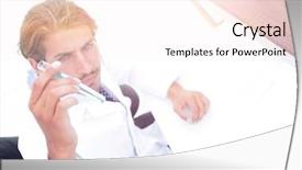  Presentation with scientific research flask pipette - Amazing theme having measure physics - scientific researcher looking backdrop and a sky blue colored foreground