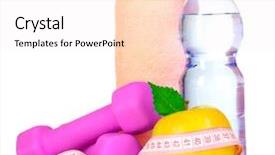  Presentation with tape measure - Beautiful slides featuring measure tape dumbbells and water backdrop and a  colored foreground