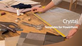  Presentation with fashion - PPT layouts having measure up - close up hands background and a coral colored foreground