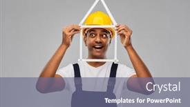  Presentation with building construction - Slide deck with measurement-construction-and-building-happy background and a gray colored foreground