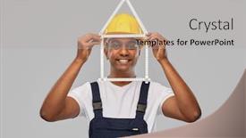  Presentation with building construction - Audience pleasing theme consisting of measurement-construction-and-building-happy backdrop and a light gray colored foreground