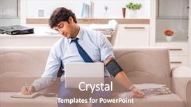  Presentation with measurement - Slides with measurement gauge - man under stress measuring his background and a coral colored foreground