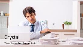  Presentation with blood pressure - Colorful PPT layouts enhanced with measurement gauge - man under stress measuring his backdrop and a  colored foreground