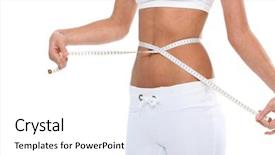  Presentation with height - Beautiful presentation design featuring measurement height - woman measuring the waist backdrop and a white colored foreground