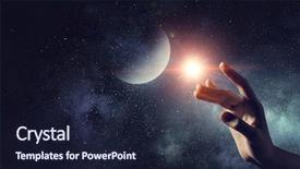  Presentation with knowledge - Slide deck consisting of measurement knowledge - hand touching the moon background and a wine colored foreground