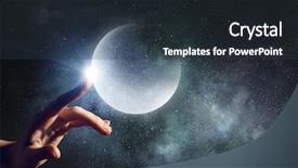  Presentation with knowledge - Colorful slide deck enhanced with measurement knowledge - hand touching the moon backdrop and a tawny brown colored foreground