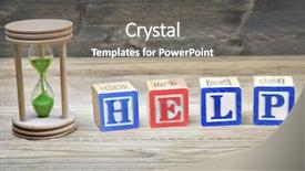  Presentation with wooden - Colorful presentation theme enhanced with measurement knowledge - hourglass and word help backdrop and a gray colored foreground