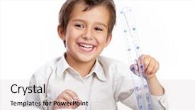  Presentation with measurement - PPT theme consisting of measurement knowledge - portrait of a little schoolboy background and a lemonade colored foreground