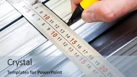  Presentation with measurement - Presentation theme having measurement on a metal stud background and a light blue colored foreground