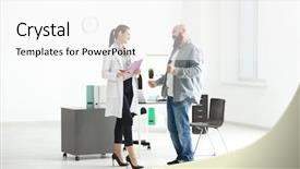  Presentation with patient care and weight loss - PPT layouts enhanced with measurement psychology - young female doctor measuring weight background and a white colored foreground