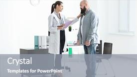  Presentation with worried young female college student - Slide deck with measurement psychology - young female doctor measuring weight background and a gray colored foreground