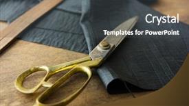  Presentation with textile - Colorful slide deck enhanced with measuring and cutting textile backdrop and a dark gray colored foreground