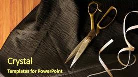  Presentation with gold black - PPT theme consisting of measuring and cutting textile background and a wine colored foreground