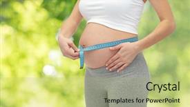  Presentation with pregnancy medicine healthcare and people - Beautiful presentation theme featuring measuring belly by tape measure backdrop and a  colored foreground