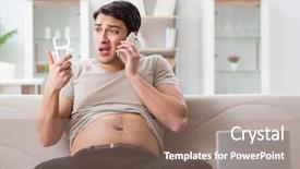  Presentation with body fat - Theme featuring measuring body fat with calipers background and a coral colored foreground