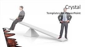  Presentation with driving over a cliff - Slide deck consisting of measuring businessmen over cliff edge background and a white colored foreground