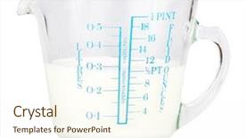  Presentation with white milk - Presentation theme featuring measuring cup containing milk isolated background and a cream colored foreground