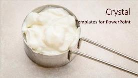  Presentation with yogurt - Presentation theme featuring measuring cup of greek yogurt background and a lemonade colored foreground