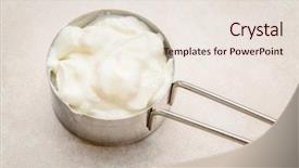  Presentation with probiotic yogurt - Presentation theme enhanced with measuring cup of greek yogurt background and a lemonade colored foreground