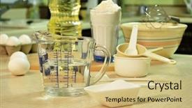  Presentation with baking - Colorful slide deck enhanced with measuring cups - baking ingredients backdrop and a  colored foreground