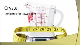  Presentation with measurement - Presentation theme having measuring cups - measurement cup tape and scale background and a  colored foreground