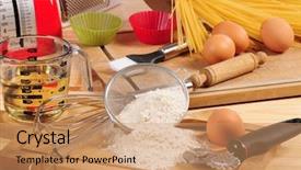  Presentation with food and ingredients toxic - Cool new presentation theme with measuring cups - spaghetti ingredients backdrop and a  colored foreground