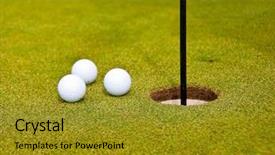  Presentation with golf - Amazing presentation theme having measuring cups - three golf balls on green backdrop and a gold colored foreground