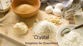  Presentation with baking - Slide deck consisting of measuring cups spoon - baking table background and a coral colored foreground