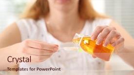  Presentation with syrup - PPT theme featuring measuring cups spoon - cough syrup background and a  colored foreground