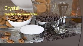  Presentation with rum - Presentation design having measuring cups spoon - ingredients to make rum balls background and a violet colored foreground