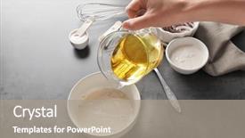  Presentation with taco - PPT theme enhanced with measuring cups spoon - woman preparing sauce for fish background and a gray colored foreground