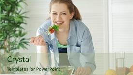  Presentation with weight loss - Cool new presentation theme with measure goals - young woman using mobile phone backdrop and a mint green colored foreground