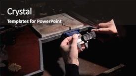  Presentation with measuring - Beautiful presentation theme featuring measuring golden ring with digital backdrop and a dark gray colored foreground