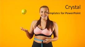  Presentation with sportive cycling - Presentation theme consisting of measuring her waist with meter background and a light gray colored foreground