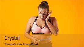  Presentation with sportive cycling - Amazing presentation having measuring her waist with meter backdrop and a gold colored foreground