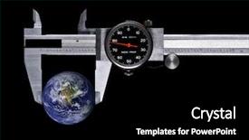  Presentation with globe - Audience pleasing PPT theme consisting of measuring instruments - concept globe in calipers backdrop and a  colored foreground