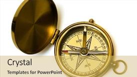  Presentation with old style - Slide deck enhanced with measuring instruments - old style brass compass background and a yellow colored foreground