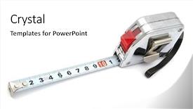  Presentation with barricade tape red and white - Presentation theme with measuring instruments - tape measure isolated on white background and a  colored foreground