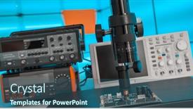  Presentation with physics laboratory - Presentation design enhanced with measuring-instruments-in-a-modern background and a ocean colored foreground