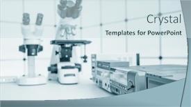  Presentation with physics laboratory - Amazing presentation theme having measuring-instruments-in-a-modern backdrop and a sky blue colored foreground