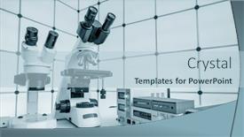  Presentation with physics laboratory - Audience pleasing slides consisting of measuring-instruments-in-a-modern backdrop and a light blue colored foreground