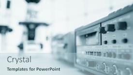  Presentation with physics laboratory - Colorful presentation design enhanced with measuring-instruments-in-a-modern backdrop and a light blue colored foreground