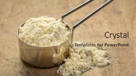  Presentation with whey protein - PPT theme featuring measuring metal scoop of whey background and a coral colored foreground
