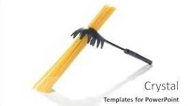  Presentation with server - Amazing slide set having measuring-pasta-with-spaghetti-server backdrop and a white colored foreground