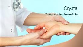  Presentation with light blue - Amazing slides having measuring pulse on light blue backdrop and a  colored foreground