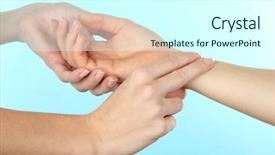  Presentation with light blue - Audience pleasing presentation theme consisting of measuring pulse on light blue backdrop and a cool aqua colored foreground