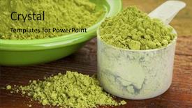  Presentation with moringa - PPT layouts having measuring scoop of moringa leaf background and a gold colored foreground